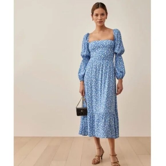 Reformation Dresses & Skirts - Reformation Blue and White Floral Mica Midi Dress Size 8